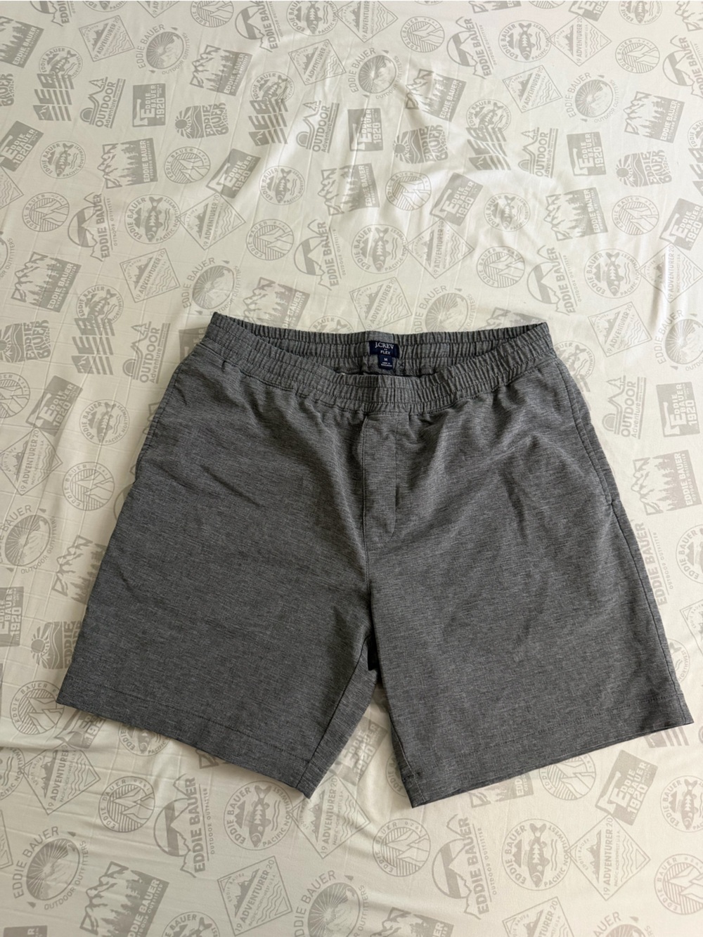 J Crew Shorts Mens Medium Flex Tech Dock Moisture Wicking Gray Elastic Waist